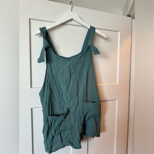 Cupshe Teal Tie-Shoulder Romper